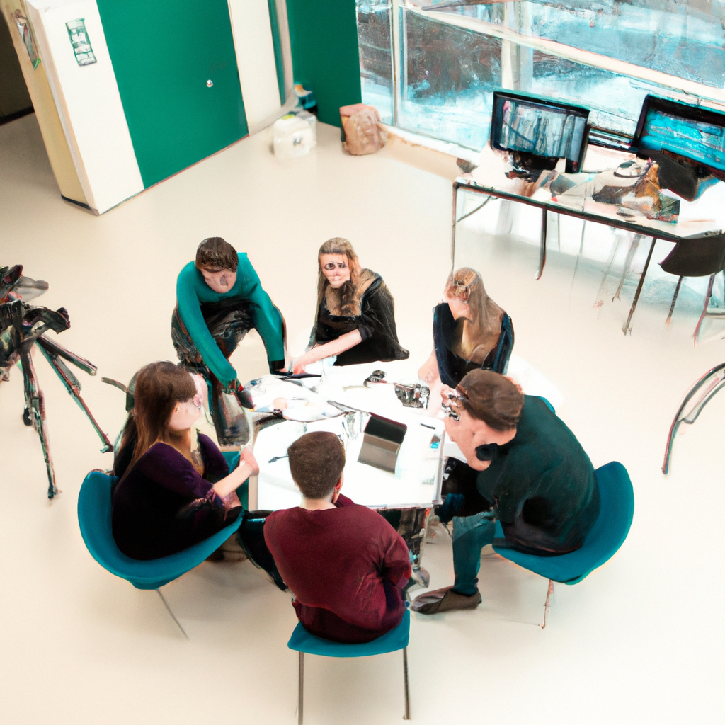 Minimalist photo of journalists collaborating in a bright Canadian editorial space